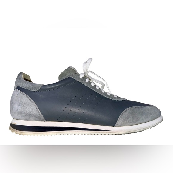 BRUNELLO CUCINELLI MEN SNEAKERS IN GRAY LEATHER AND SUEDE